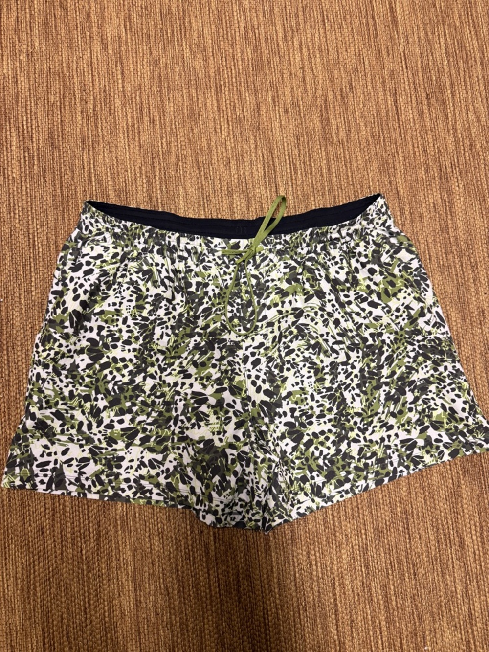 lululemon athletica Olive and Black Leaf-Print Drawstring Shorts